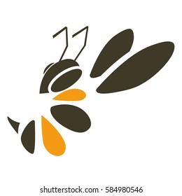 Bee icon. Vector design element isolated on white background.