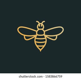 Bee icon vector honey logo illustration. Simple bee icon outline art bumble.