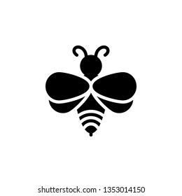 Bee Icon Vector Illustration in Glyph Style for Any Purpose