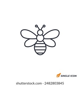 Icono de abeja Ilustración vectorial. Símbolo de abeja aislado sobre fondo blanco