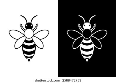 Bee icon vector on White Background ,Vector Art Illustration on white background.