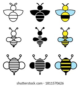 Bee icon vector set. honey illustration sign collection. honeybee symbol.