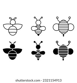 Bee icon vector set. honey illustration sign collection. honeybee symbol.