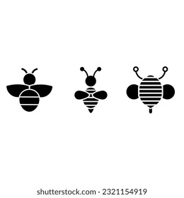 Bee icon vector set. honey illustration sign collection. honeybee symbol.