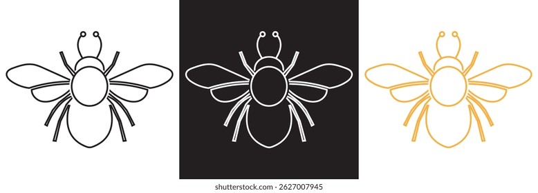 Bee icon.  Vector for websites, mobile interfaces, presentations, banner, visual branding etc. Vector illustration. isolated on white and black background. EPS 10