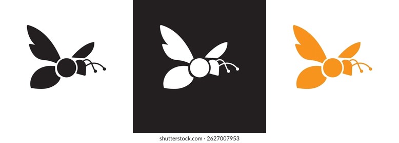 Bee icon.  Vector for websites, mobile interfaces, presentations, banner, visual branding etc. Vector illustration. isolated on white and black background. EPS 10