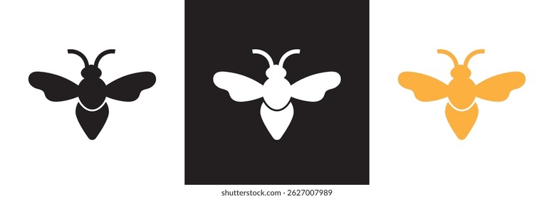 Bee icon.  Vector for websites, mobile interfaces, presentations, banner, visual branding etc. Vector illustration. isolated on white and black background. EPS 10