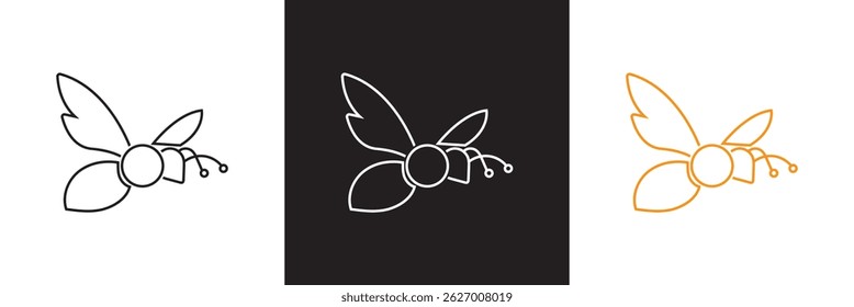 Bee icon.  Vector for websites, mobile interfaces, presentations, banner, visual branding etc. Vector illustration. isolated on white and black background. EPS 10