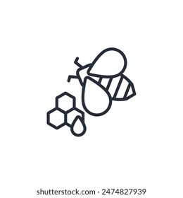 bee icon. vector.Editable stroke.linear style sign for use web design,logo.Symbol illustration.
