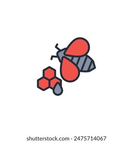 Icono de abeja. Vector.Trazo editable.Signo de estilo lineal para utilizar Diseño web,logo.Ilustración de símbolo.