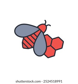 Bee icon. vector.Editable stroke.linear style sign for use web design,logo.Symbol illustration.