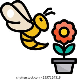 Bee icon for wildlife and nature world