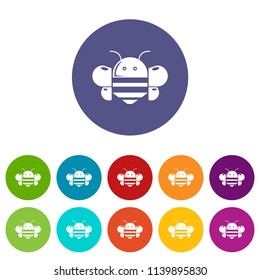 Bee icons color set vector for any web design on white background