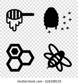 Bee icons set. set of 4 bee filled icons such as honey, bee