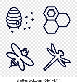 Bee icons set. set of 4 bee outline icons such as honey, bee, honeycomb