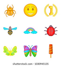 Bee icons set. Cartoon set of 9 bee vector icons for web isolated on white background