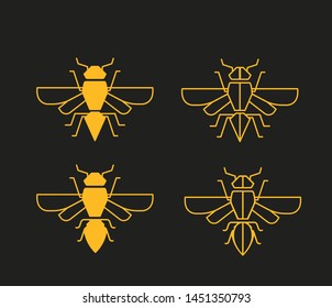 Bee icons vector, use for logo designs, package design, honey products.