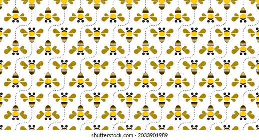 Bee illustration background. Seamless pattern. Vector.