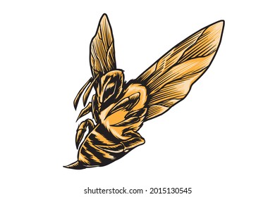 bee illustration for esport logo template