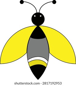 Bee Illustration A Flat Vector Graphic With Yellow And Black Markings