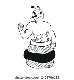 bee illustration gym in the jar