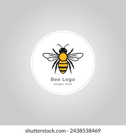 bee illustration logo design template