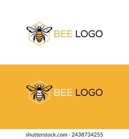 bee illustration logo design template