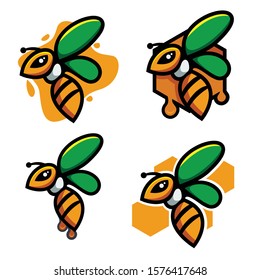 bee illustration logo mascot vector