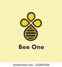 Bee illustration logo.flat logo design. simple logo