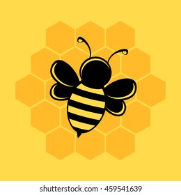 Bee illustration on yellow background