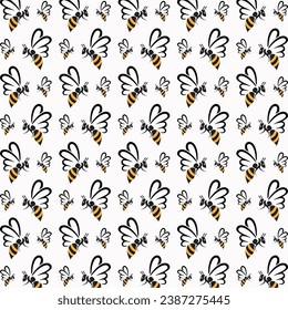 Bee illustration seamless pattern colorful trendy vector background