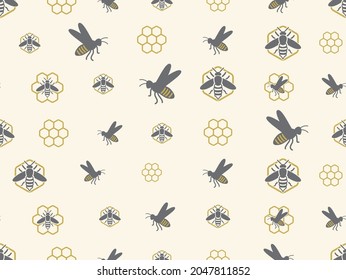 Bee illustration seamless pattern design vector eps format