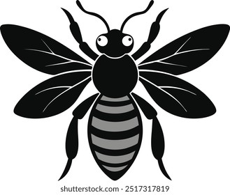 Bee illustration silhouette vector art .This is an editable and printable vector eps file.