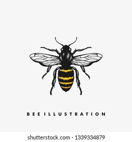 Bee Illustration Vector Design Template. Suitable For Creative Industry, Multimedia, Entertainment, Educations, Shop, And Any Related Business