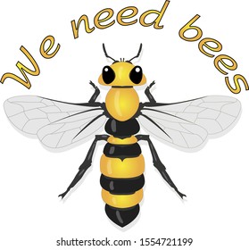 Bee illustration - vector text quotes and bee drawing. Lettering poster or t-shirt textile graphic design.