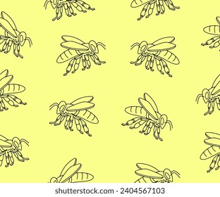 Bee, insect, animal, apiary and beekeeping, seamless vector background and pattern. Honey bee, bee-garden and apiculture, vector design and illustration