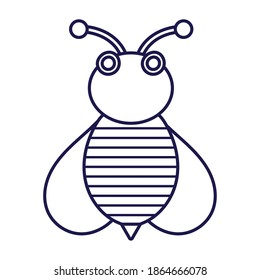 bee insect animal comic in cartoon line icon style vector illustration