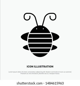 Bee Insect, Beetle, Bug, Ladybird, Ladybug solid Glyph Icon vector. Vector Icon Template background