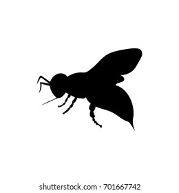 Bee insect black silhouette animal. Vector Illustrator.