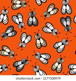 Bee insect cartoon illustration vector seamless pattern. Baby cloth textile print. Bumble abstract repeating summer pattern. Children drawing simple design.