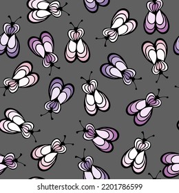 Bee insect cartoon illustration vector seamless pattern.  Baby cloth textile print. Lady bug abstract repeating summer pattern. Children drawing wallpaper.