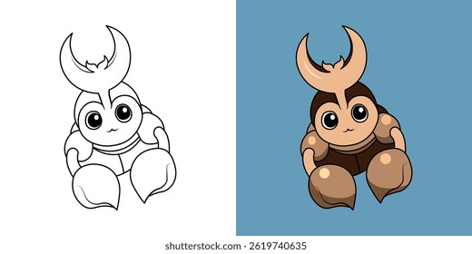bee of insect character , children's coloring book. Coloring book with cute cartoon insect character pictures. Vector illustration with colored background.