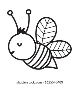 bee insect fauna farm animal cartoon background vector illustration thick line
