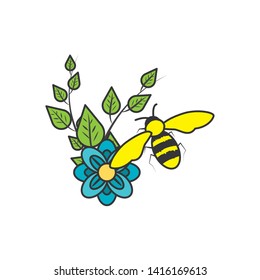 bee insect with flower nature