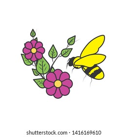 bee insect with flowers nature