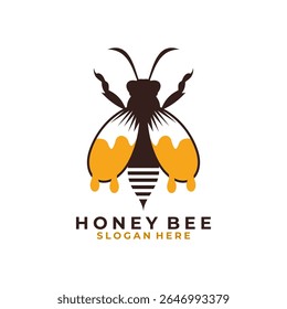 Vetor de design do logotipo do Bee Insect. Design do logotipo da fazenda de abelhas. Ícone do logotipo da fazenda selvagem de abelhas