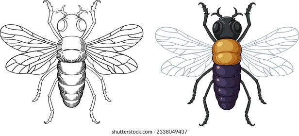 Bee Insect Outline for Colouring illustration