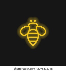 Bee Insect Outline yellow glowing neon icon