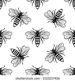 Bee Insect sign icon seamless pattern. Vector illustration. Design template. Suitable for Creative Industry, Multimedia, entertainment, Educations, Shop, and any related business


