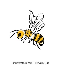 Bee Insect sign icon. Vector illustration. Design template. Suitable for Creative Industry, Multimedia, entertainment, Educations, Shop, and any related business